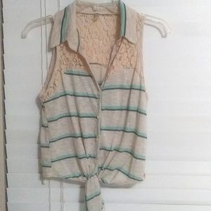 Bella D Knot Front Tank Top Color Stripes
